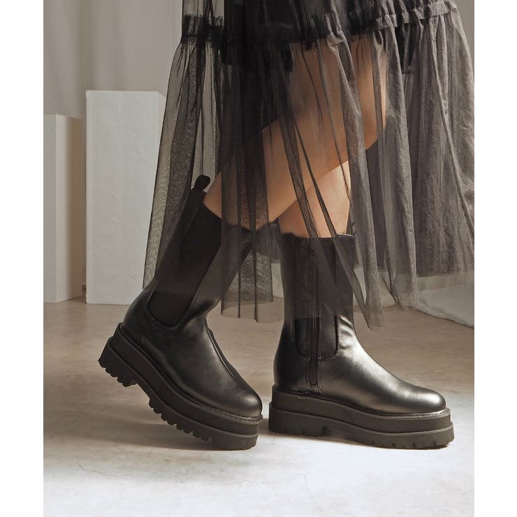 厚底ウェッジミドルサイドゴアブーツ 6cm厚底 minia | minia | 詳細画像2 