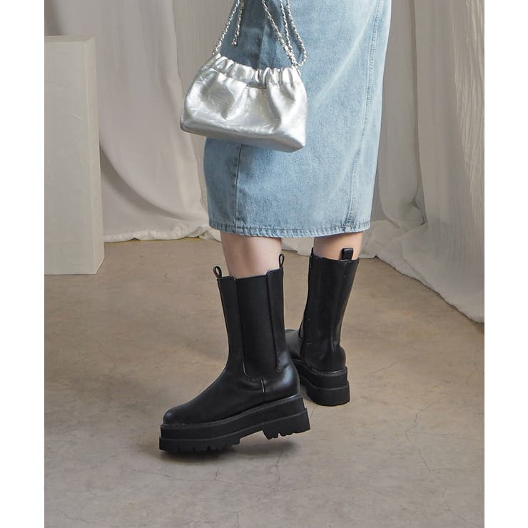 厚底ウェッジミドルサイドゴアブーツ 6cm厚底 minia | minia | 詳細画像3 