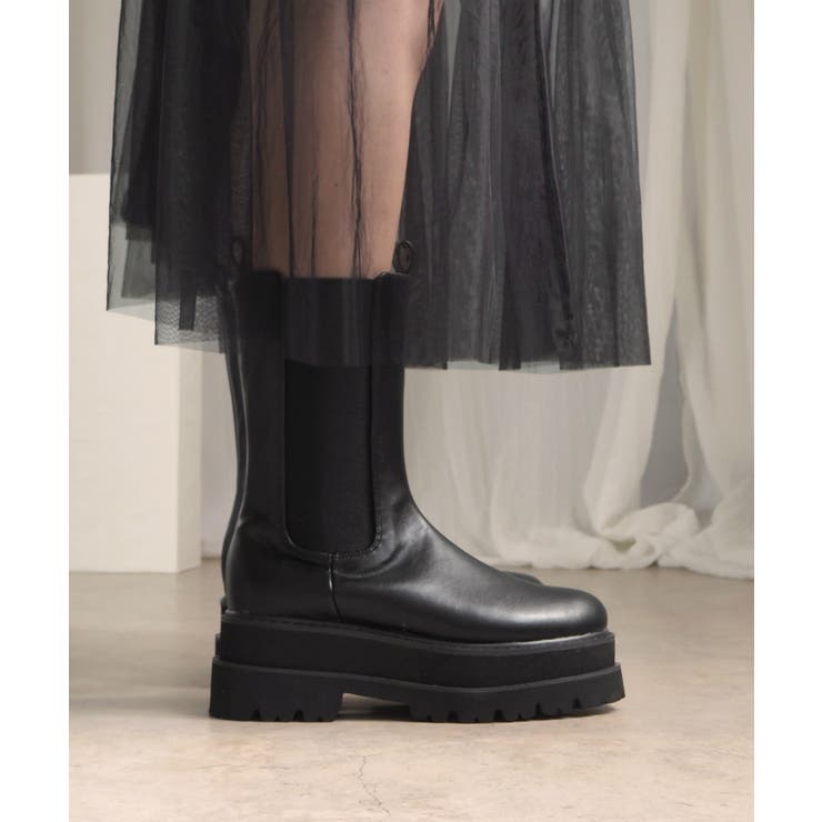 厚底ウェッジミドルサイドゴアブーツ 6cm厚底 minia | minia | 詳細画像10 