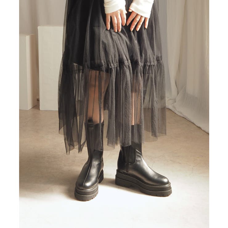 厚底ウェッジミドルサイドゴアブーツ 6cm厚底 minia | minia | 詳細画像14 