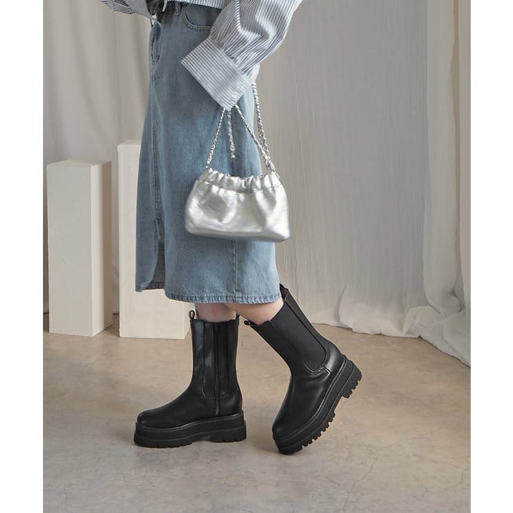 厚底ウェッジミドルサイドゴアブーツ 6cm厚底 minia | minia | 詳細画像18 