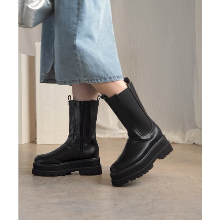 厚底ウェッジミドルサイドゴアブーツ 6cm厚底 minia | minia | 詳細画像19 