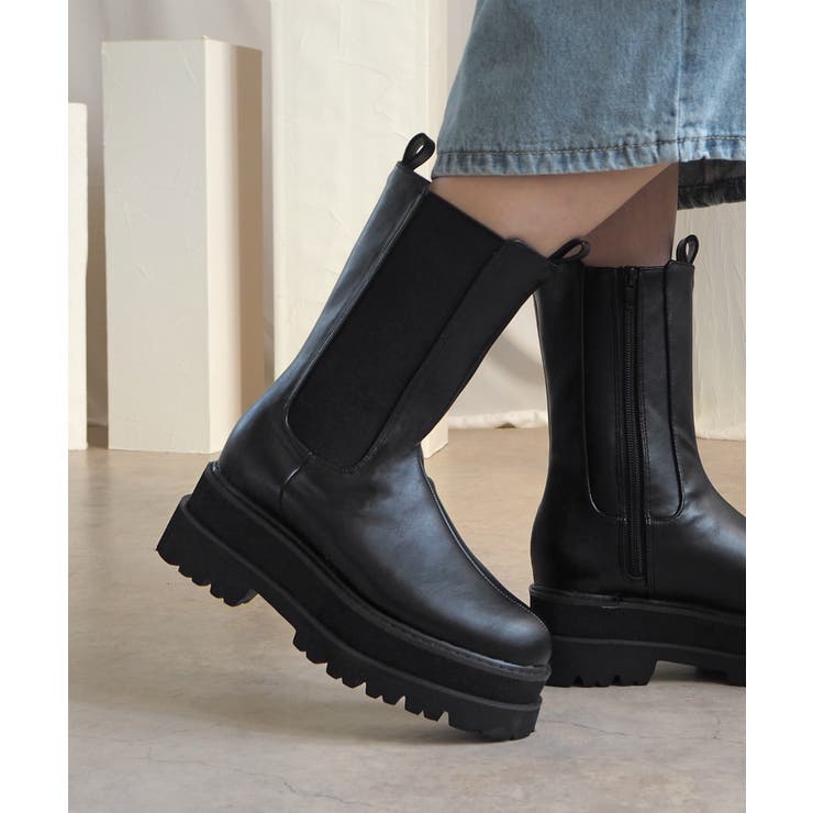 厚底ウェッジミドルサイドゴアブーツ 6cm厚底 minia | minia | 詳細画像20 