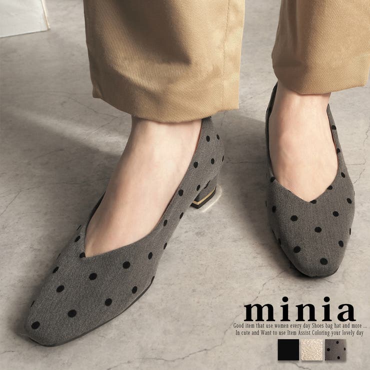 グレードット(生地) | スクエアトゥプレミアムパンプス 3 5cmヒール | minia