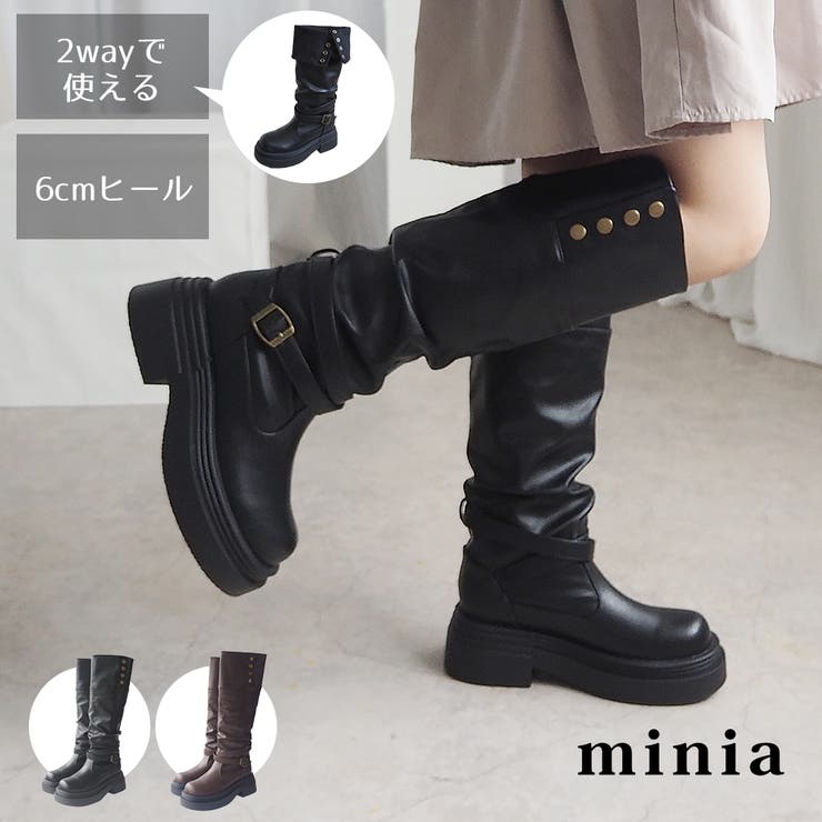 ワイドシャフトロングブーツ 6cmヒール minia | minia | 詳細画像1 