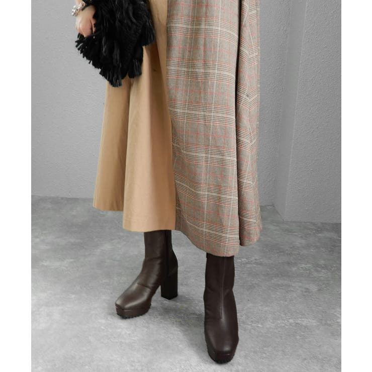 チャンキーヒール厚底ミドルブーツ 9cmヒール minia[品番：ASNS0000479