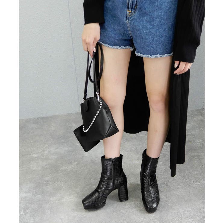 チャンキーヒール厚底ミドルブーツ 9cmヒール minia[品番：ASNS0000479