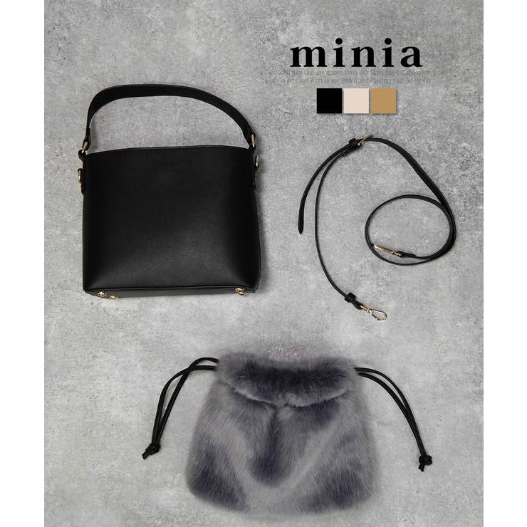 セパレートファー巾着付きマルチウェイバッグ ハンドバッグ  2WAY[品番：ASNS0000650]｜minia（ミニア）のレディースファッション通販｜SHOPLIST（ショップリスト）
