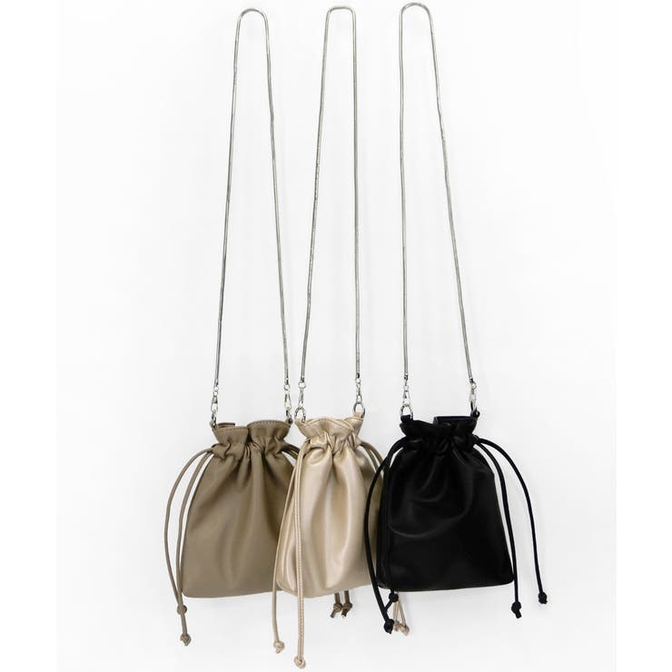 スネークチェーンのミニ巾着ショルダーバッグ 2WAY minia[品番