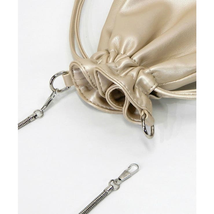 ヤマダヤ　 スネークチェーンガラスビジューミニバッグ スネークチェーンのミニ巾着ショルダーバッグ 2WAY minia[品番