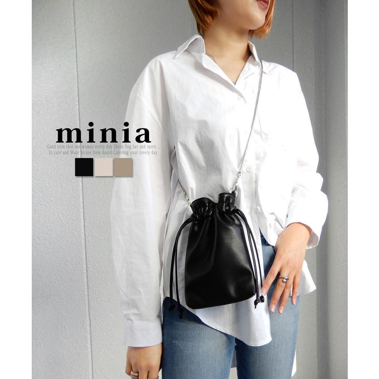 スネークチェーンのミニ巾着ショルダーバッグ 2WAY minia[品番