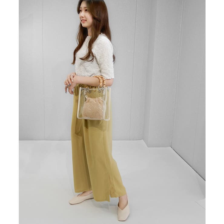 バンブーハンドルのクリアミニショルダー ハンドバッグ2WAY minia | minia | 詳細画像14 