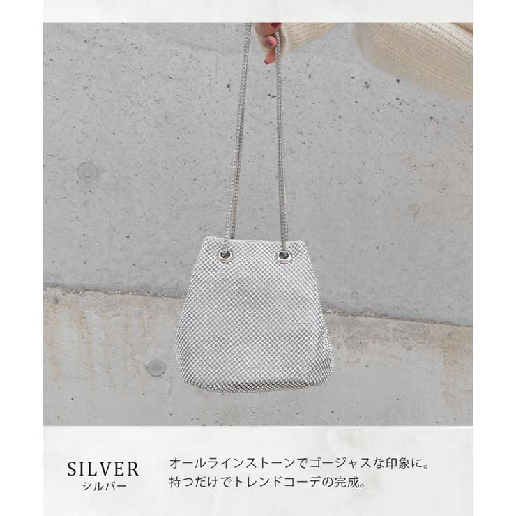ラインストーンミニ巾着バッグ ＜ ハンド[品番：ASNS0000974