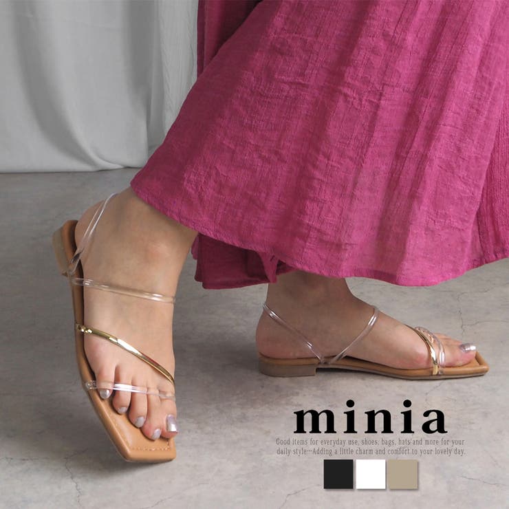 クリア | デイリー使いにちょうどいいクリアラインリゾートサンダル フラットサンダル min… | minia