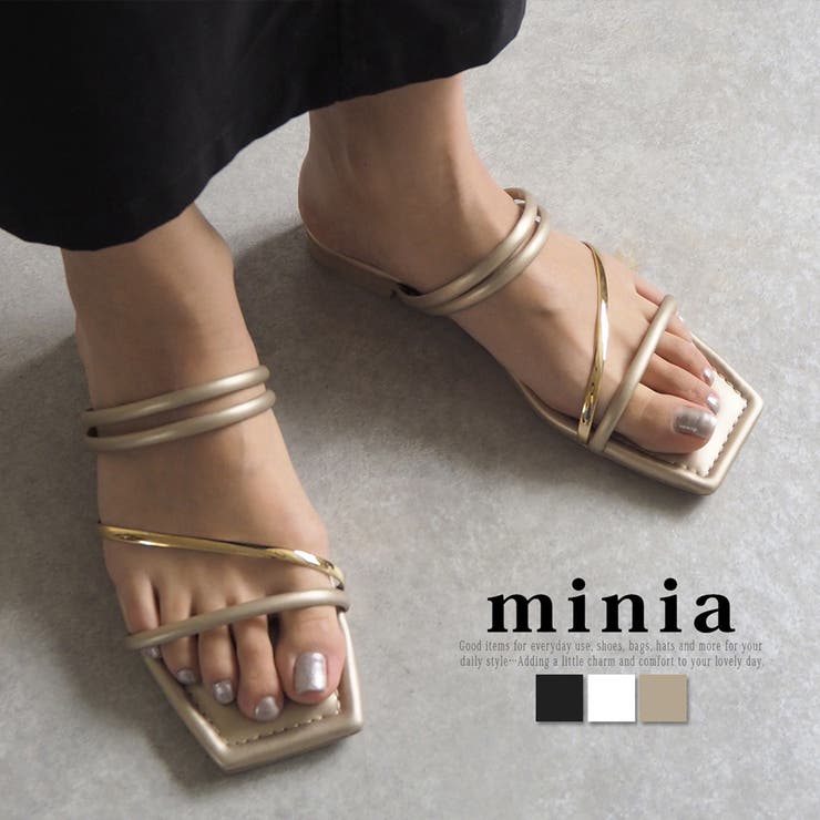 ゴールド | デイリー使いにちょうどいいクリアラインリゾートサンダル フラットサンダル min… | minia