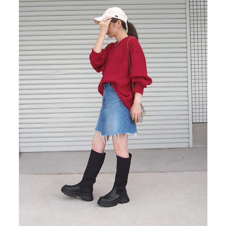 ニットコンビロングブーツ ＜ スニーカーソールロングブーツ [品番：ASNS0000962]｜minia（ミニア）のレディースファッション通販｜SHOPLIST（ショップリスト）