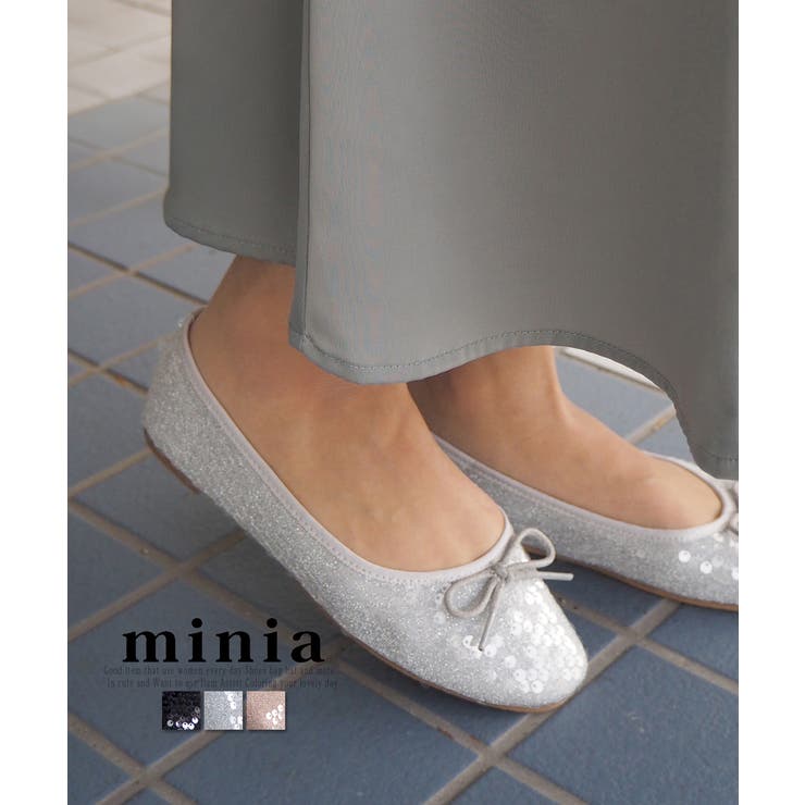 シルバー - スパンコール | スパンコールバレエ minia フラットシューズ | minia