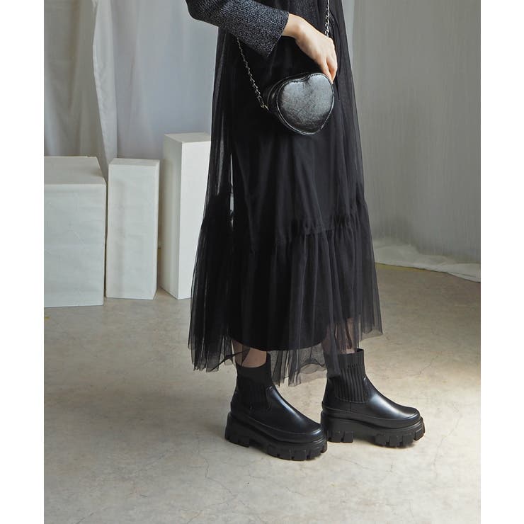 伸縮リブニットで足首きゅ！厚底ニットブーツ 厚底ブーツ minia | minia | 詳細画像3 