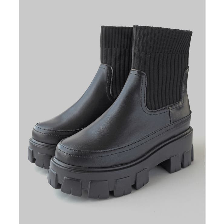 伸縮リブニットで足首きゅ！厚底ニットブーツ 厚底ブーツ minia | minia | 詳細画像6 