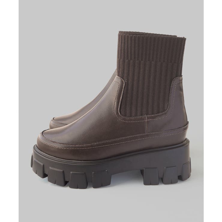 伸縮リブニットで足首きゅ！厚底ニットブーツ 厚底ブーツ minia | minia | 詳細画像8 