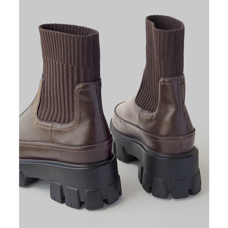 伸縮リブニットで足首きゅ！厚底ニットブーツ 厚底ブーツ minia | minia | 詳細画像9 