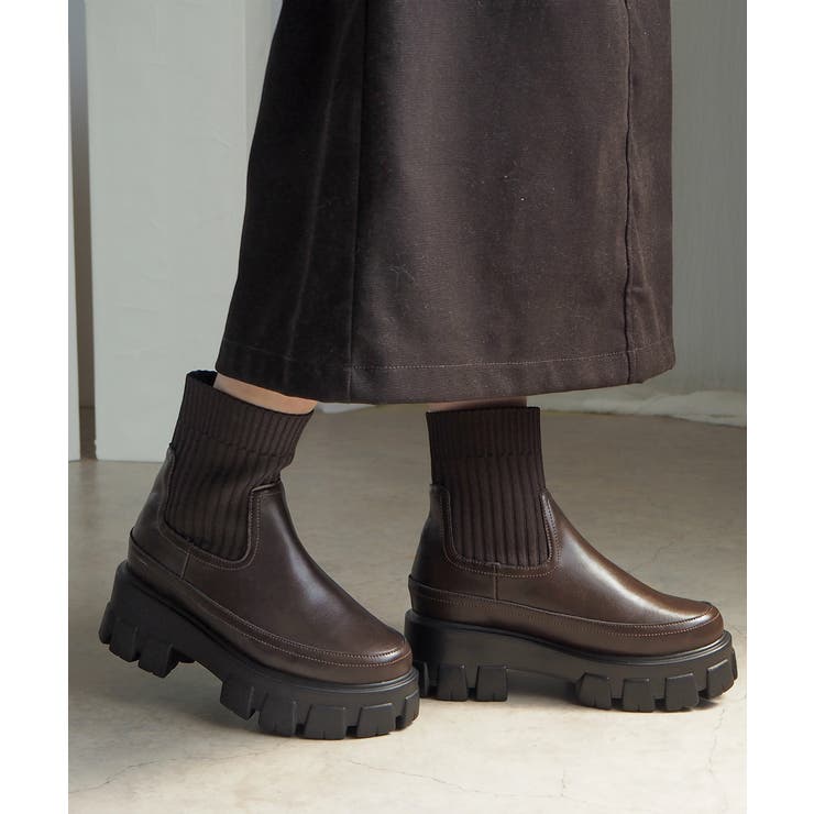 伸縮リブニットで足首きゅ！厚底ニットブーツ 厚底ブーツ minia | minia | 詳細画像20 