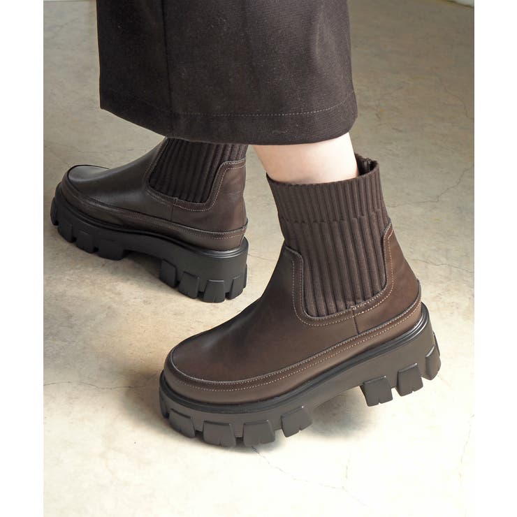 伸縮リブニットで足首きゅ！厚底ニットブーツ 厚底ブーツ minia | minia | 詳細画像22 