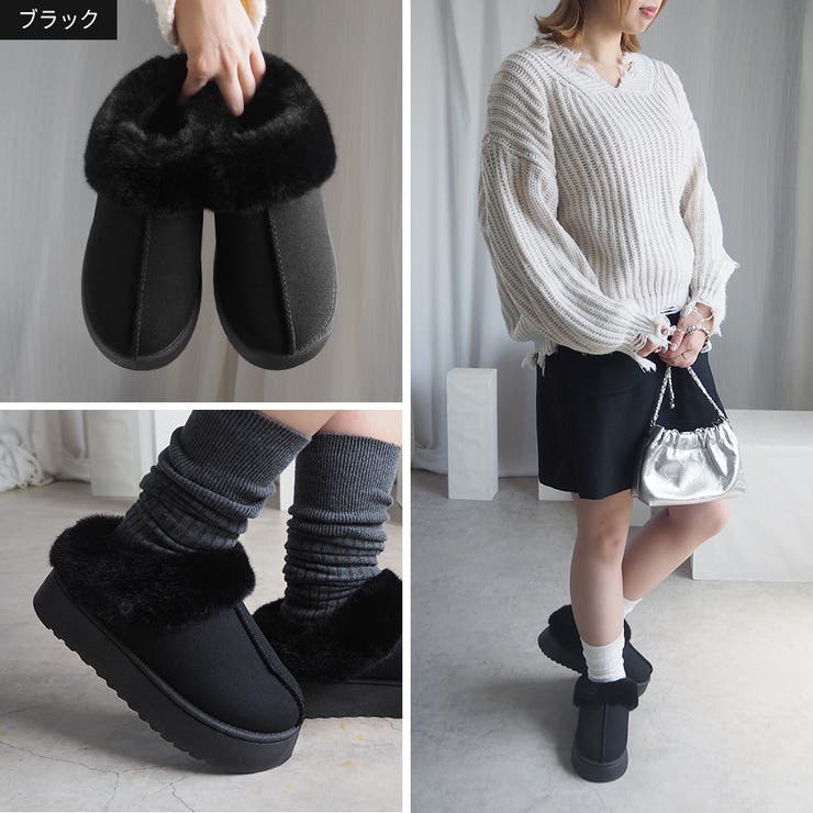 贅沢ファーのふわふわムートンスリッポン 厚底シューズ minia | minia | 詳細画像10 