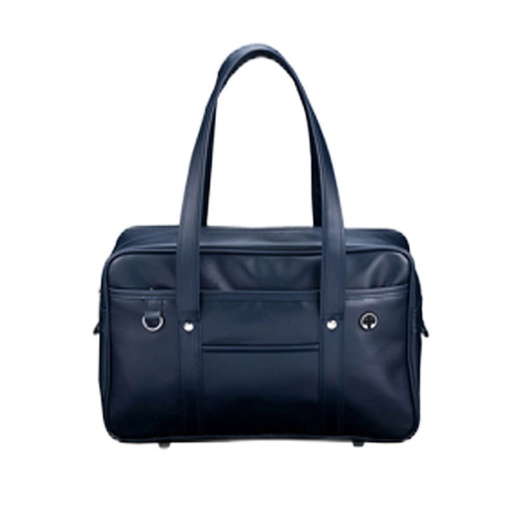 ネイビー | スクールバッグ レディース ボストン型 大容量 合皮バッグ Dカン付き 通学用 | Aleh Te’enah