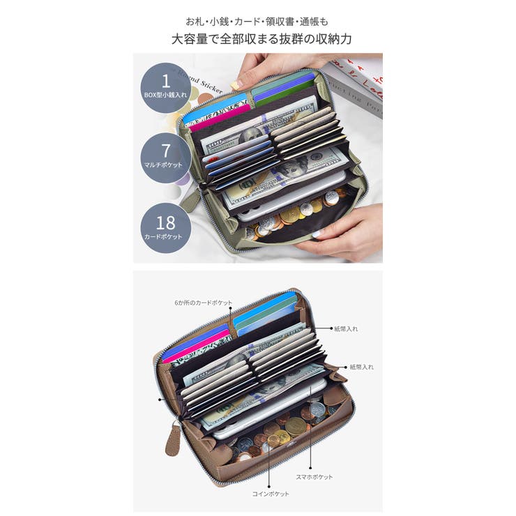 長財布 レディース 本革 多機能 大容量 カード収納 ラウンドファスナー | Aleh Te’enah | 詳細画像4 