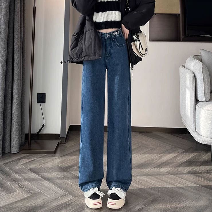 ブルーSサイズ | ハイウエスト デニムパンツ レディース | Aleh Te’enah