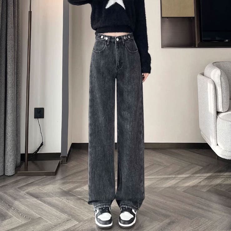 ダークグレーSサイズ | ハイウエスト デニムパンツ レディース | Aleh Te’enah