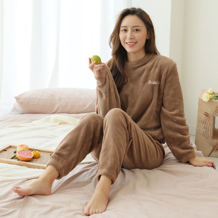 ブラウン | 上下セット パジャマ 極暖ルームウェア | Aleh Te’enah