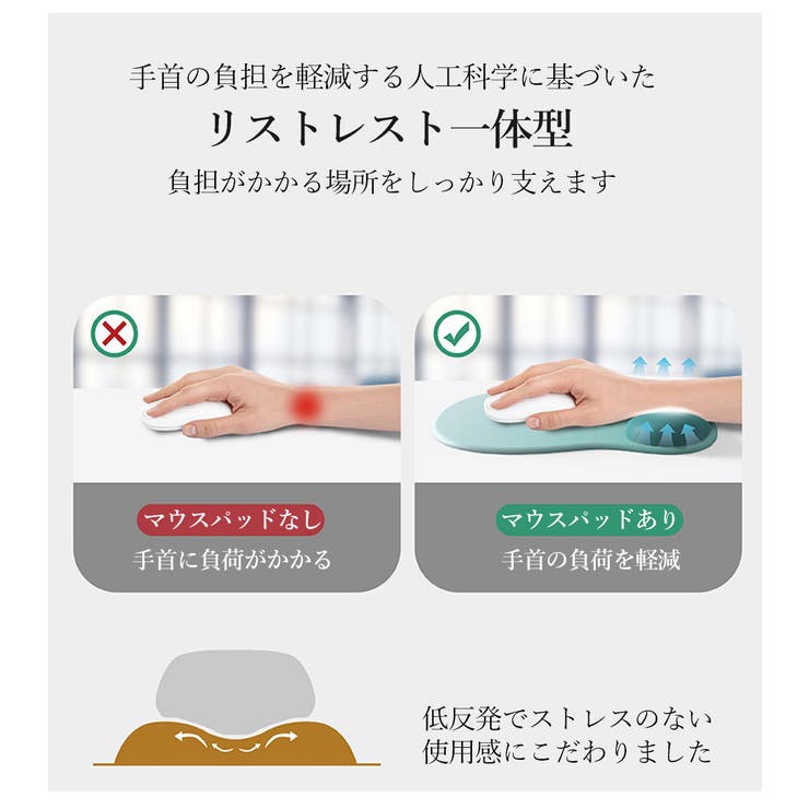 低反発リストレスト付きマウスパッド 手首サポート もちもち | Aleh Te’enah | 詳細画像3 