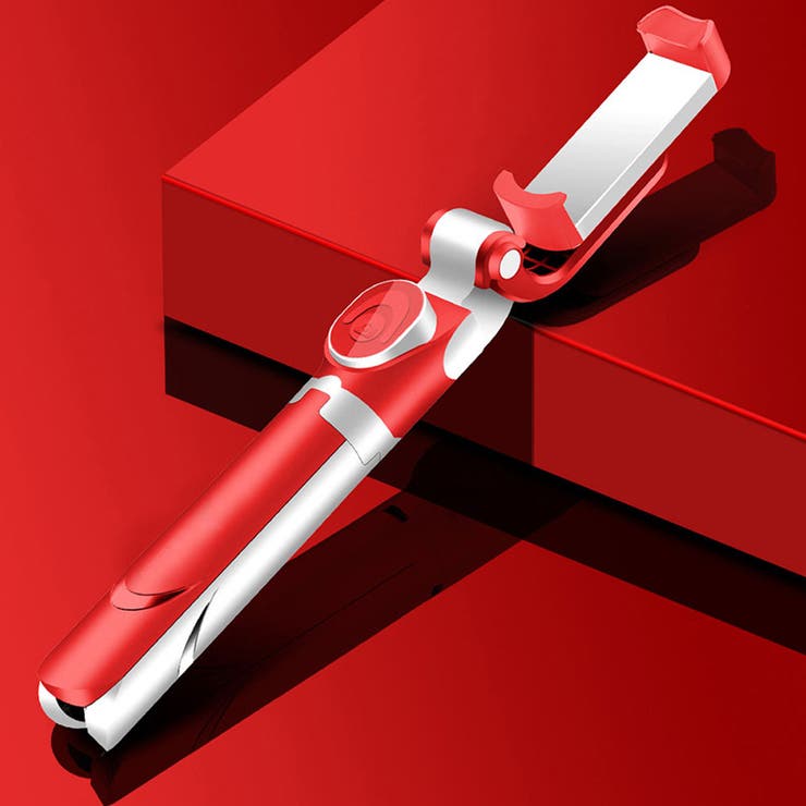 レッド | Bluetoothリモコン付き セルカ棒 三脚一体型 | Aleh Te’enah