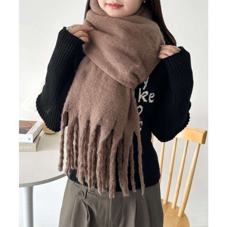 ブラウン | ボリュームフリンジマフラー | Outfitter lab