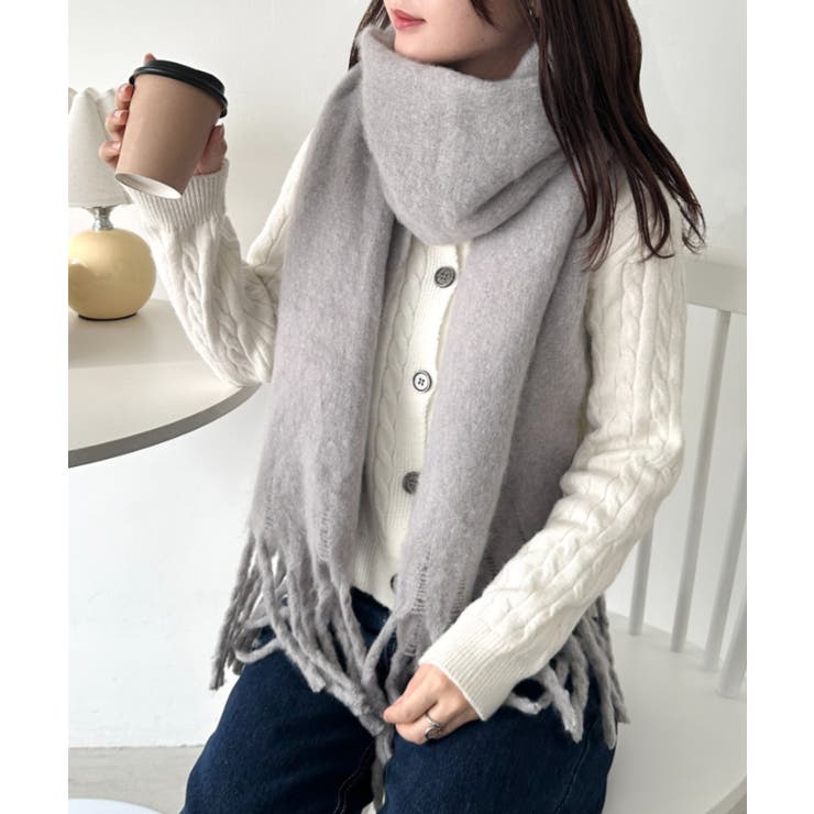 ライトグレー | ボリュームフリンジマフラー | Outfitter lab