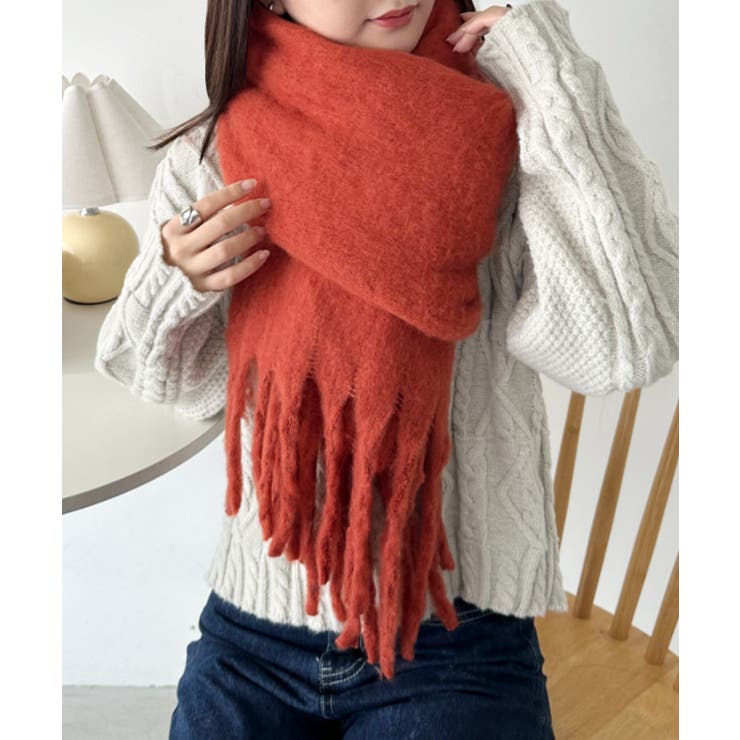 テラコッタ | ボリュームフリンジマフラー | Outfitter lab