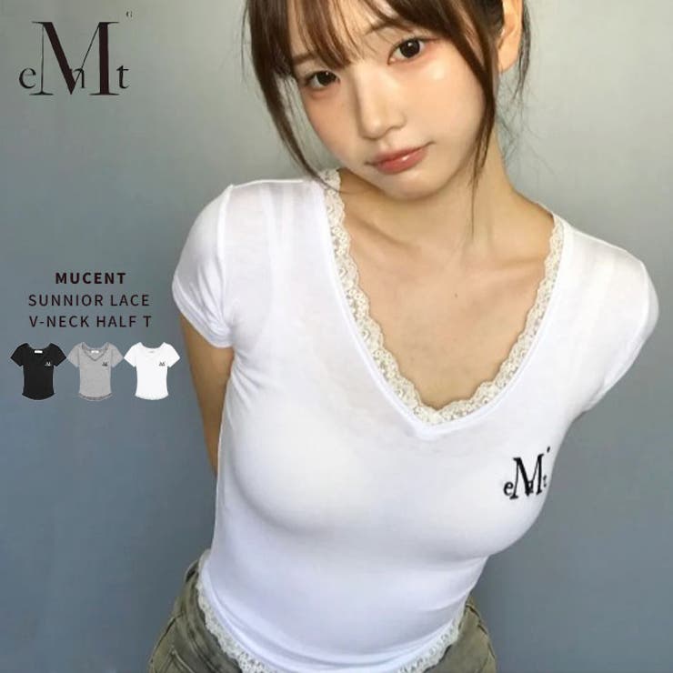 MUCENT(ムセント)/SUNNIOR LACE V-NECK HALF T[品番