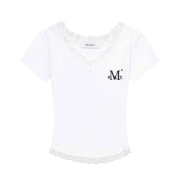 tシャツ 「日本未発売/WEB限定」MUCENT(ムセント)/Vネック クロップド 半袖 Tシャツ/SUNNIOR LACE V-NECK HALF MUCENT(ムセント)/SUNNIOR LACE V-NECK HALF T[品番