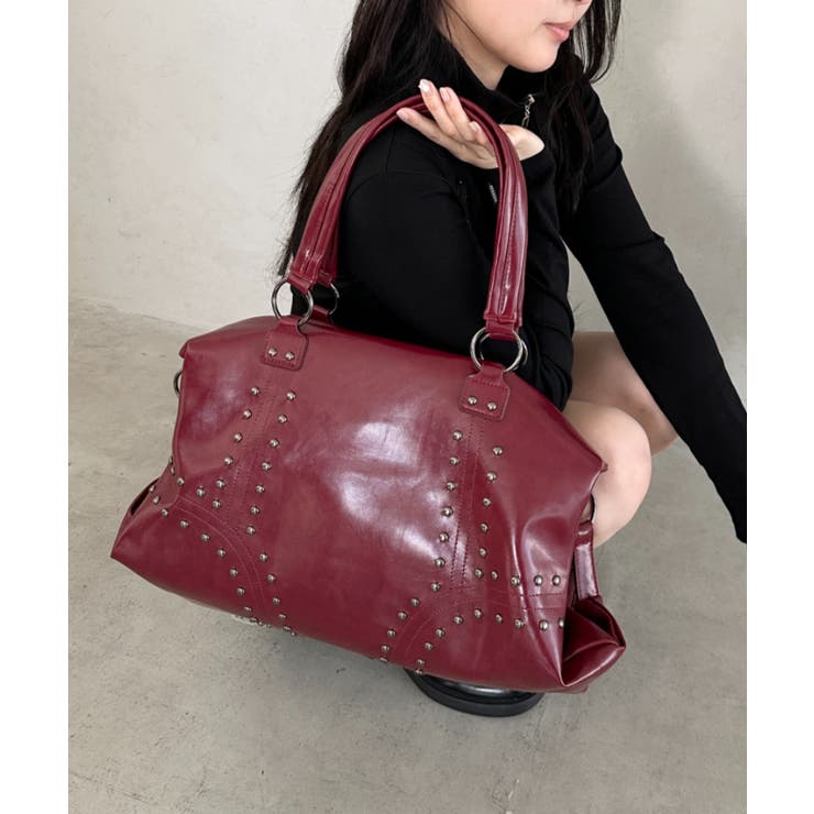 レッド | スタッズナイロンボストンバッグ | Outfitter lab