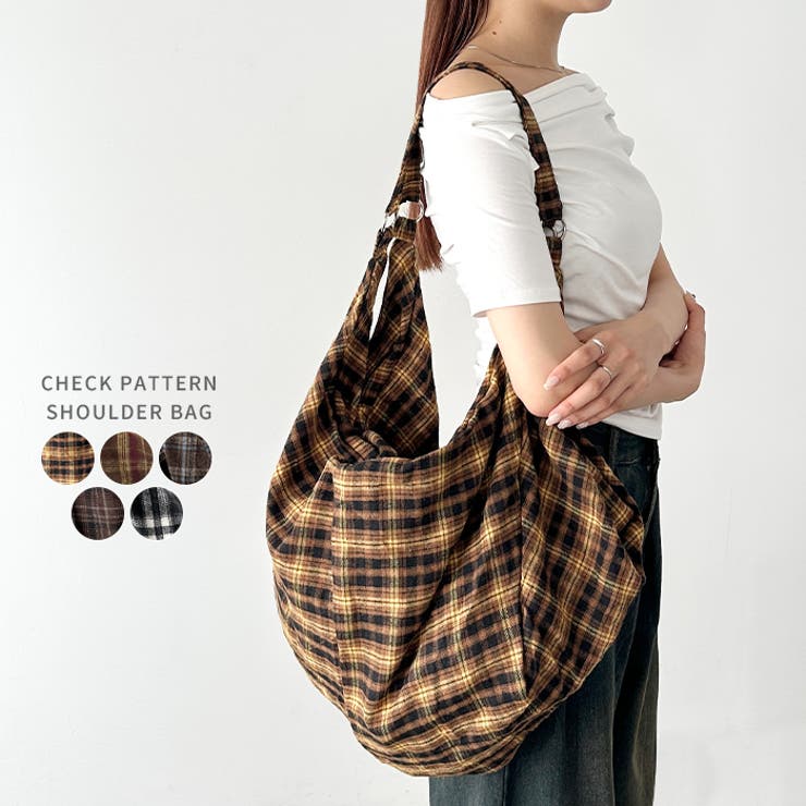大容量チェックショルダーバッグ | Outfitter lab | 詳細画像1 