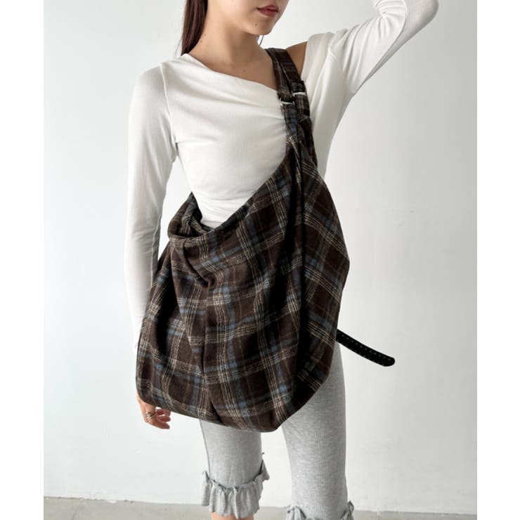 ブラウン | 大容量チェックショルダーバッグ | Outfitter lab