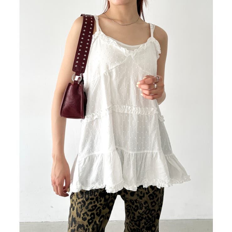 ホワイト | コットンフリルドットキャミワンピース | Outfitter lab