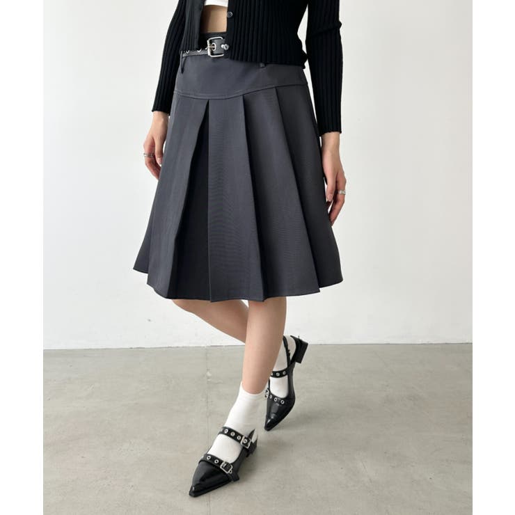 チャコールグレー | ミディ丈プリーツスカート | Outfitter lab