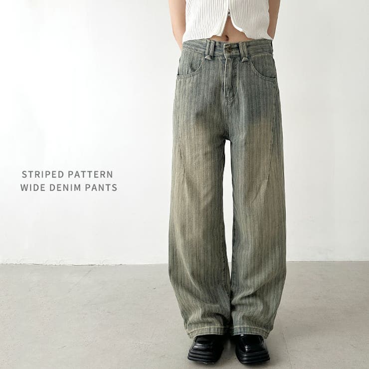 ストライプ柄ワイドデニムパンツ | Outfitter lab | 詳細画像1 