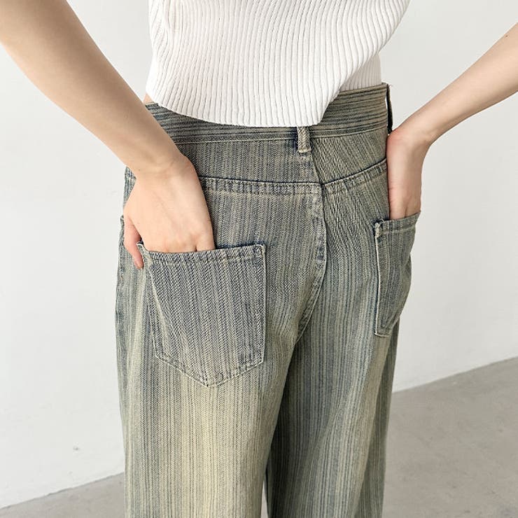 ストライプ柄ワイドデニムパンツ | Outfitter lab | 詳細画像10 