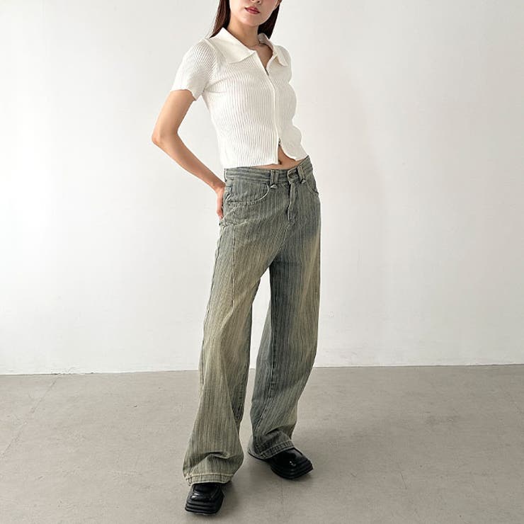 ストライプ柄ワイドデニムパンツ | Outfitter lab | 詳細画像11 