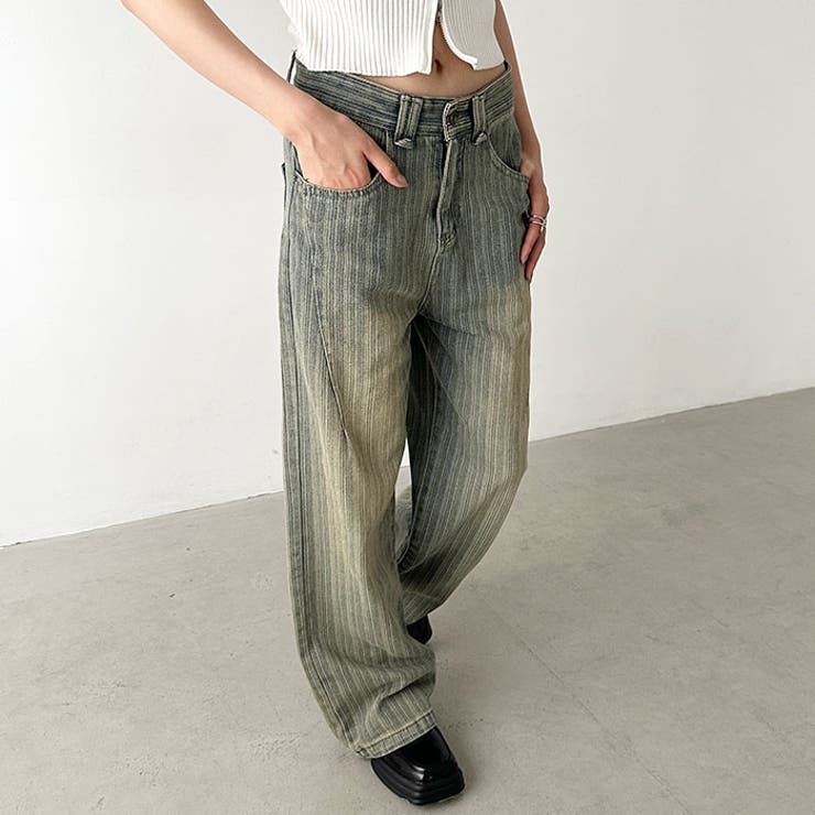 ストライプ柄ワイドデニムパンツ | Outfitter lab | 詳細画像6 