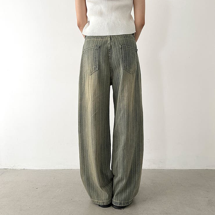 ストライプ柄ワイドデニムパンツ | Outfitter lab | 詳細画像7 